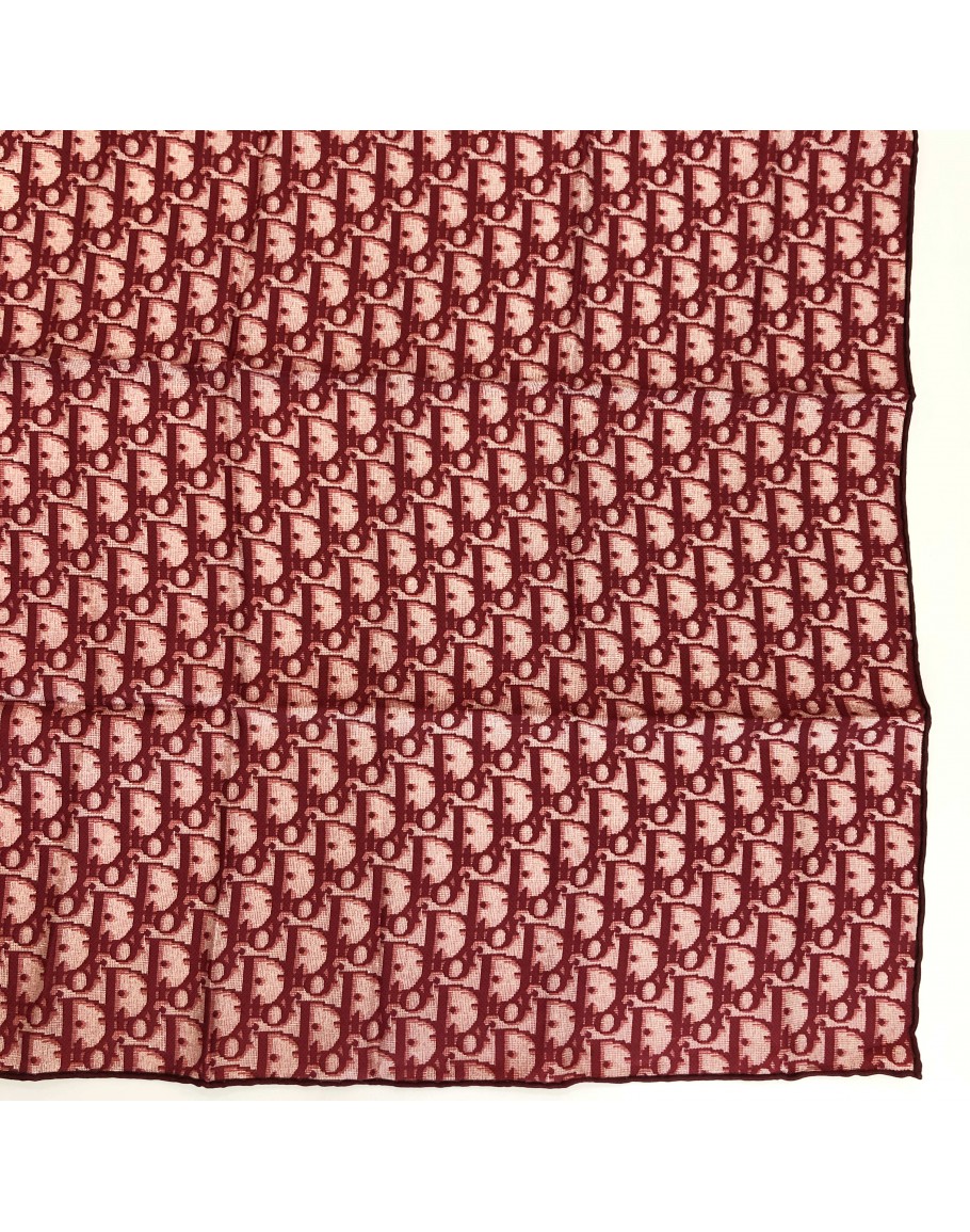CHRISTIAN DIOR Red Oblique 100% Silk Scarf (64cm x 64cm)